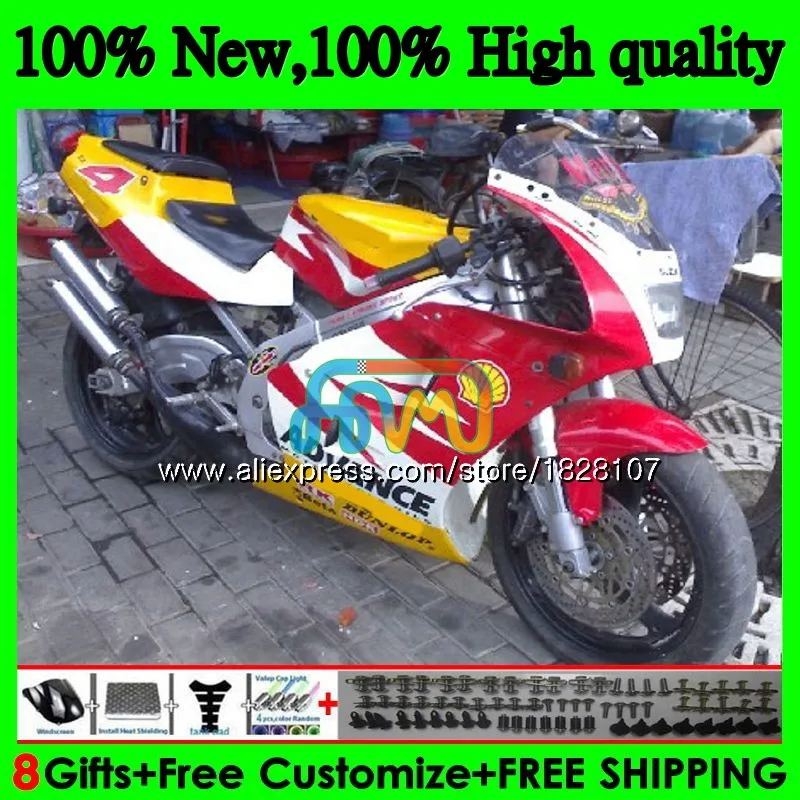 Корпус для SUZUKI RGVT250 SAPC RGV-250 VJ23 95 96 97 желтого и красного цветов, 98 67BS. 31 RGV 250 VJ22 VJ 23 RGV250 1995 1996 1997 1998 обтекатель - Цвет: No. 1