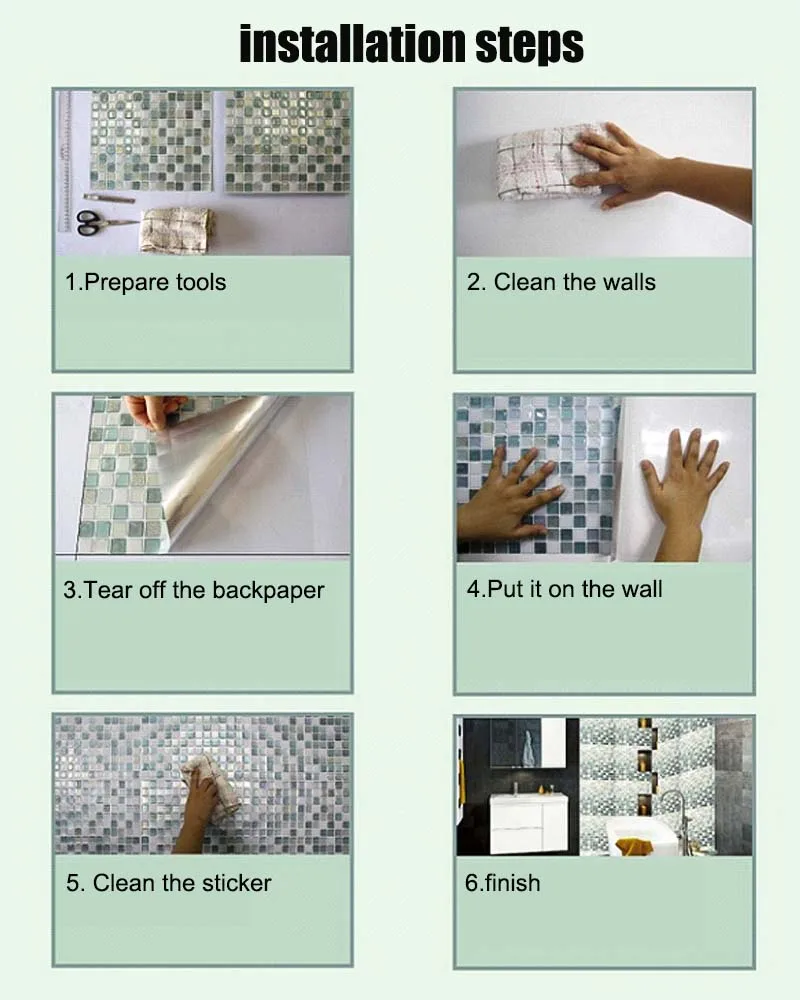 DIY Self Adhesive Mosaic Tile Backsplash Wallpaper Sticker Vinyl Bathroom Kitchen Home Decor 3D