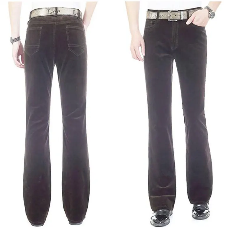 Мужские осенние новые мужские микро роговые повседневные брюки корейские эластичные тонкие вельветовые повседневные расклешенные брюки больше размеров 27-38