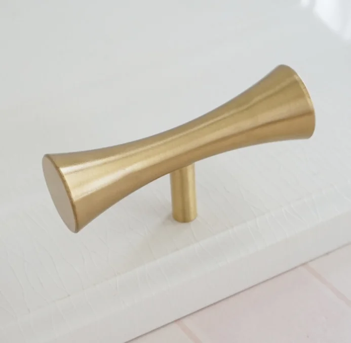 3,7" 5" ручки для ящиков из чистой меди, латунные дверные ручки, ручки для кухонного шкафа, Т-образные ручки для шкафа Waodrobe 96 128 мм - Цвет: knob