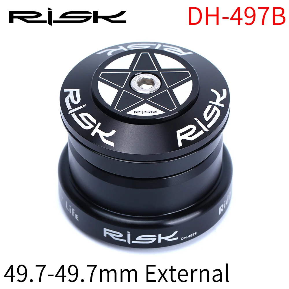 49.7mm Conical Fork RISK MTB велосипед вниз холм DH велосипедная гарнитура 44 мм-49,7 мм CNC двойной подшипник 1/"-1 1/2" 1,5 коническая прямая вилка гарнитура группа - Цвет: 49.7mm Conical Fork