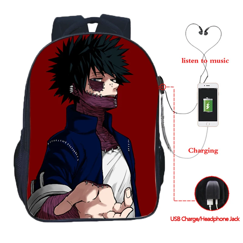 13 Рюкзак Boku No Hero Academy с usb-зарядкой, рюкзак с двойным карманом, школьный рюкзак Mochila для мужчин и женщин, повседневный рюкзак для девочек и мальчиков - Цвет: 13