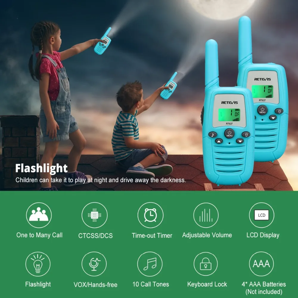 2 шт. Retevis RT637/RT37 Мини Портативная рация детская радио удобная 2 способ радио PMR446 PMR FRS фонарик подарок на день рождения Рождественский подарок