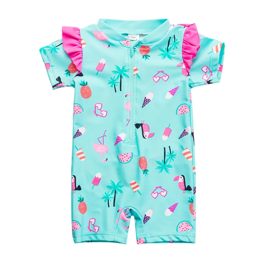 Wishere Girls‘ Swimwear Short Sleeve Beachwear UPF50+ Bathers Swimming Suits Sun Protection Outfit Baby Swimsuit