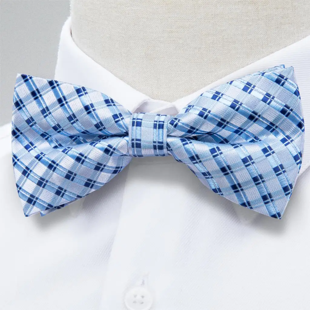 Шелковый клетчатый галстук бабочка светильник синий Мужской Свадебный