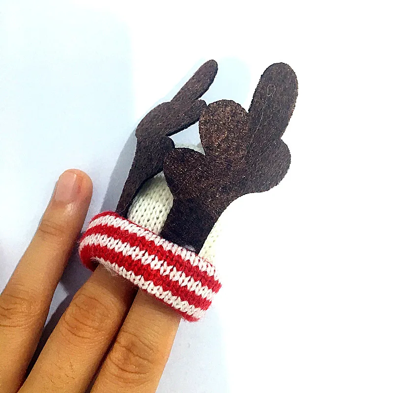 5Pcs Elk hat Рождественские шляпы Рождественские подарки Рождественские украшения Новогоднее украшение Санта Клаус шапки фестиваль Декор посуда декоративные 40% скидка - Цвет: 5Pcs Elk hat