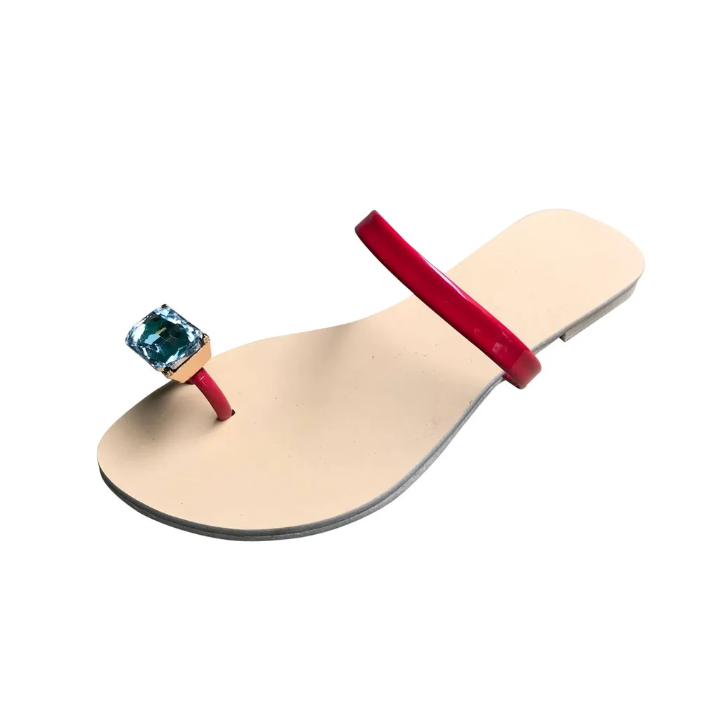 

SAGACE Fashion Women Summer Rhinestone Open toe Flat Heel Clip Toe Anti Skidding Slip-On Beach Shoes Sandals2020 X1221
