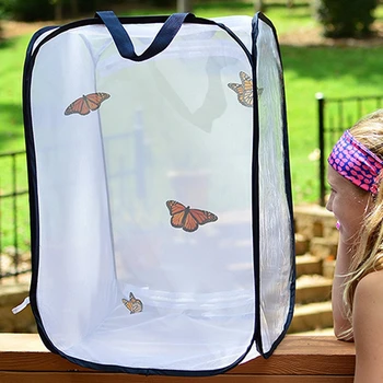 

Portable InsInsect and Butterfly Habitat Cage Mesh Plant Breeding Cage with Handle