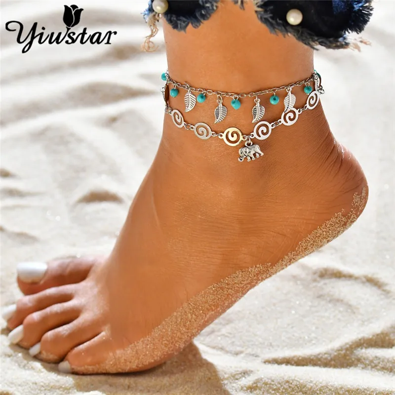 Yiustar, Летний стиль, морской пляжный ножной браслет, браслет для ног для женщин, богемное многослойное колье, звено цепи, ручная работа, морские Подвески, бижутерия для ног
