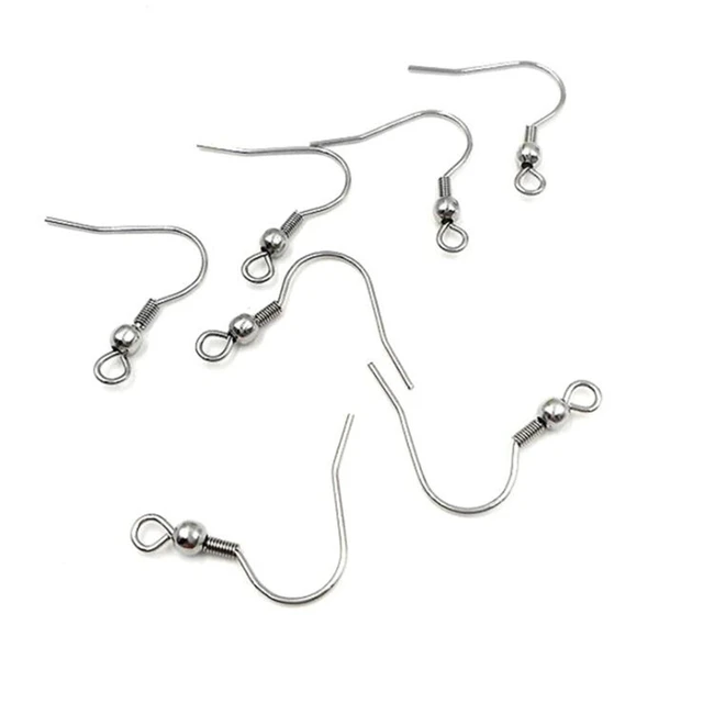 50pcs 18X20MM Stainless Steel Ball and Coil Earring Hooks Findings Ear  Wires Fish Hook Earrings Ear