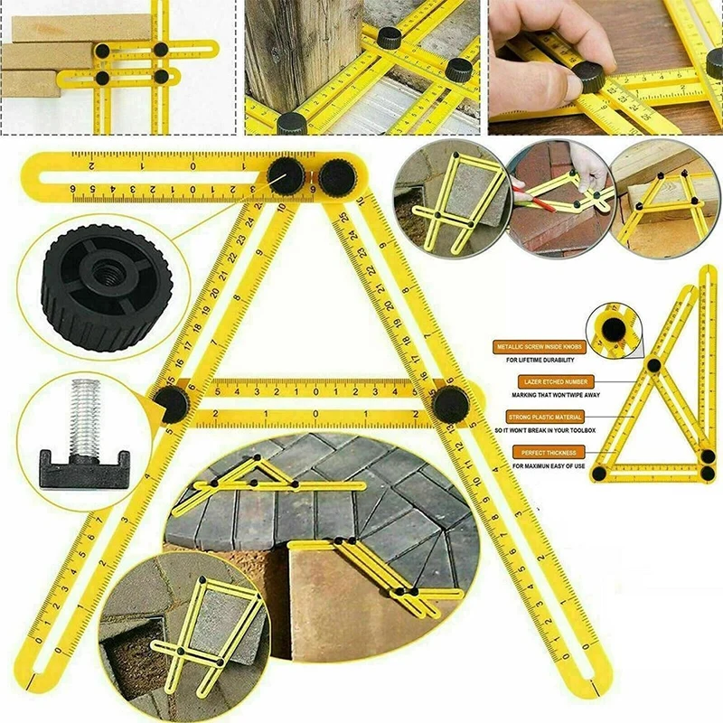 1Pc Professional Template Angle Ruler Measuring Protractor Activity Four-fold Multi-angle With Metric Inch Scale | Инструменты