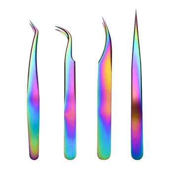 

5 Pcs Stainless Steel Eyelashes Tweezers Professional For Lashes Extension Gold Decor Anti-static Eyelash Tweezer Makeup Tools