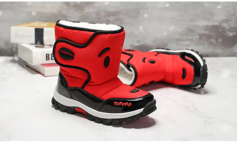 Детские лыжные ботинки; бархатные утолщенные зимние ботинки для мальчиков и девочек; теплые зимние ботинки; нескользящая Водонепроницаемая хлопковая обувь
