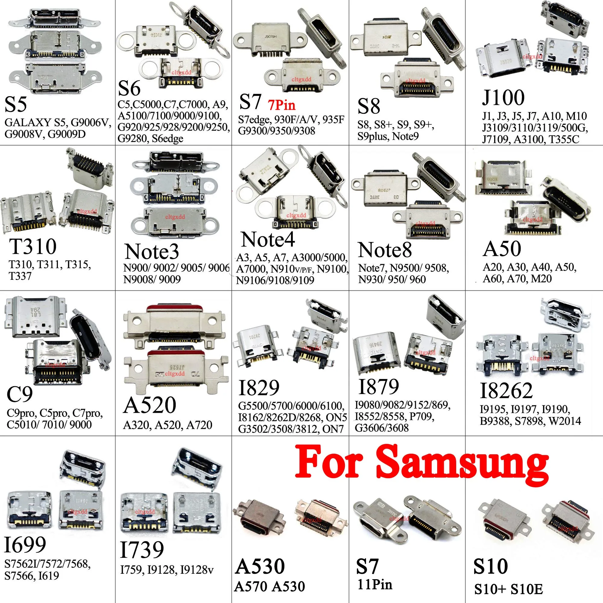 1Pcs Per Samsung Galaxy S3 S4 S5 S6 S7 7Pin 11Pin S8 S9 S10 Plus A50 A70 J100 J5 T310 A520 Micro Usb Jack Socket Connettore