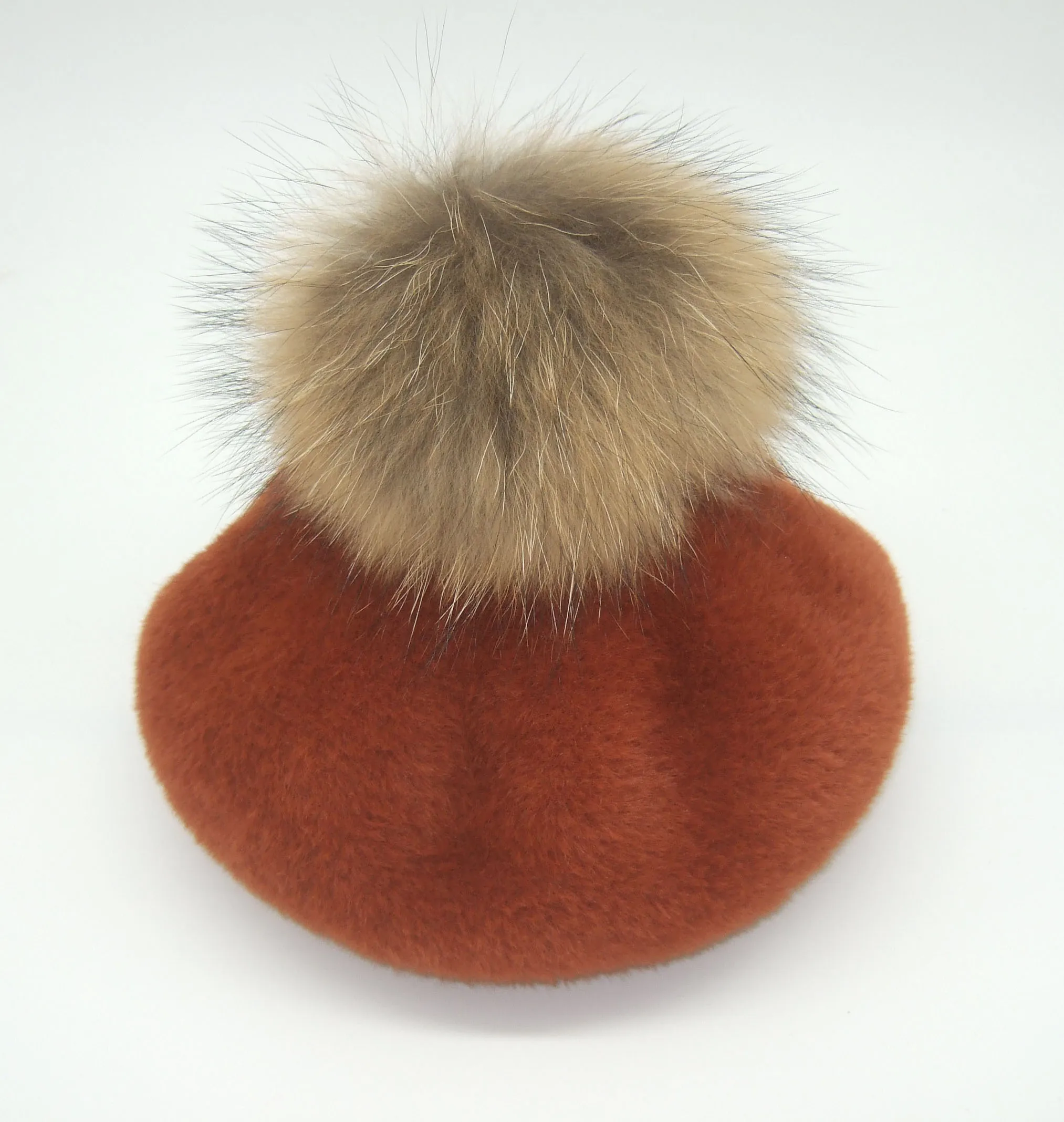 natural pompom Зимние женские повседневные шерстяные береты шапки толстые теплые енот 14 см Настоящий мех помпон вязаные кашемировые береты шапки зимняя шапка для девочек - Цвет: natural pompom