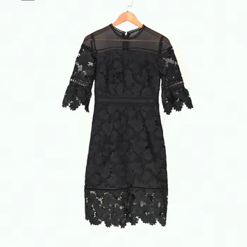 

Women Dress 2020 Spring and Summer Elegant Lady Lace Zip Dress Women