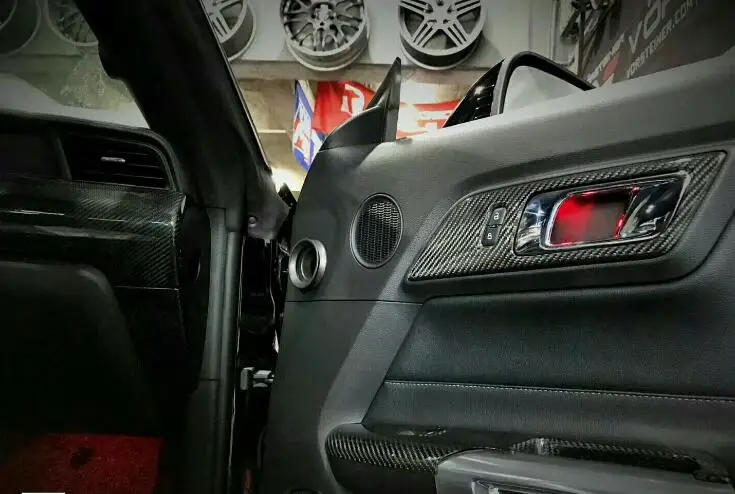 Для Ford Mustang- левосторонний привод версия из углеродного волокна Глянцевая черная внутренняя отделка-10 шт