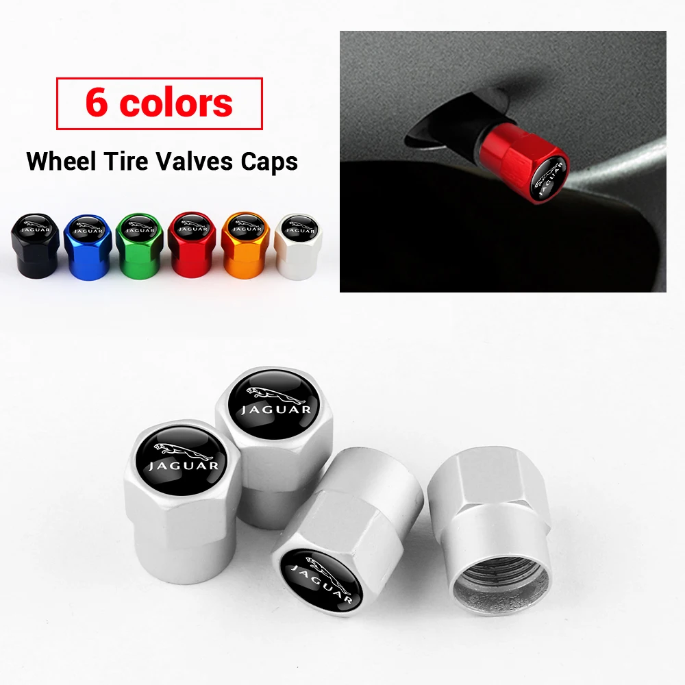 Válvula de rueda neumático para coche, 4 Uds., emblema Hexagonal de aluminio, cubierta de aire para Jaguar XF XE X S F Type F E Pace XJ