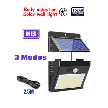 

Solar Outdoor Garden Street light PIR Motion Sensor Wall Lamp 64/30 Leds Solar Panel Power Lamp Waterproof Patio Path Night Ligh
