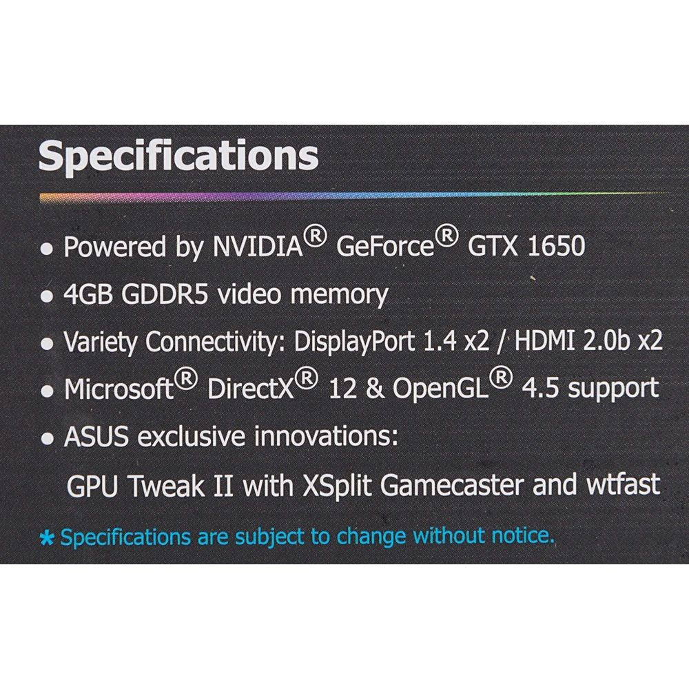 Видеокарта Asus PCI-E ROG-STRIX-GTX1650-O4G-GAMING NV GTX1650 4096Mb 128b GDDR5 1485/8002/HDMIx2/DPx
