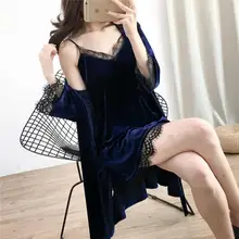 FZSLCYIYI осенний халат пикантная Пижама для женщин велюровое мини платье и зимний халат пижама комплект нижнего белья пижамы Халаты