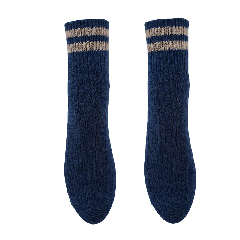 dark blue 5 пар/для женщин кашемир хлопок шерсть толстые теплые носки осень зима мода полосатый дизайн мягкие удобные аксессуары - Цвет: dark blue