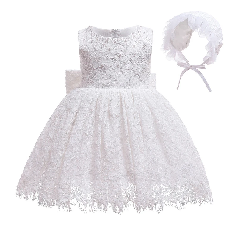 

Newborn Baby Baptism Dress with Bonnet Hat Baby Girl Occasion Dress First Birthday Clothes Lace Baptism Outfits Christening Gown