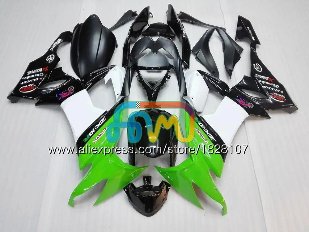 No. 8 Горячее тело для KAWASAKI зеленый красный ZX1000C ZX-10R ZX 10R 1000CC 17BS. 2 ZX1000 ZX 10 сотрудников отдела исследований ZX10R 08 09 10 2008 2009 2010 ABS комплект обтекателей - Цвет: No. 8