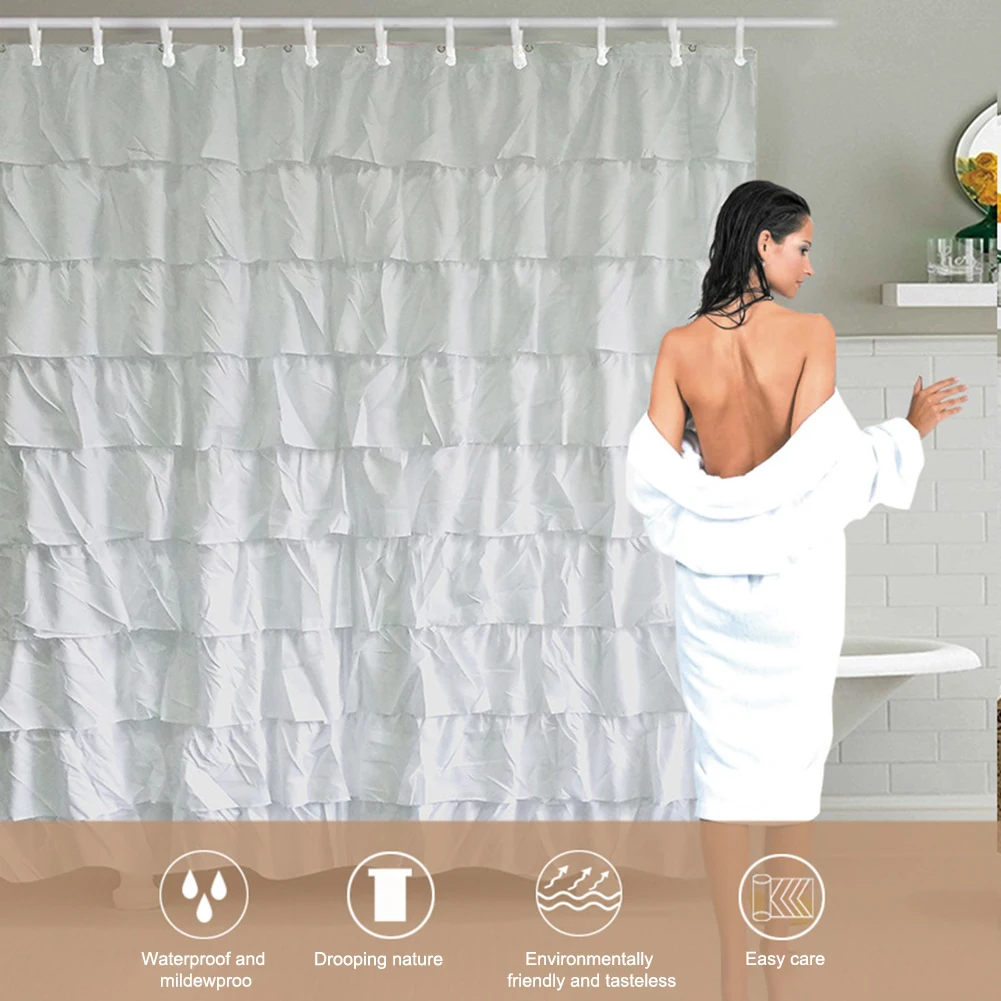 DIY чистый белый занавеска для душа большой кружевной ручной работы