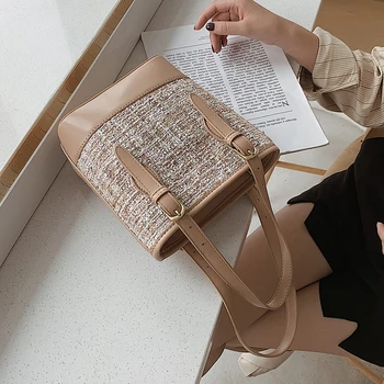 

Elegant Female Tote Bucket Bag 2020 Fashion New High quality Wool Women's Designer Handbag Casual Shoulder Messenger Bag