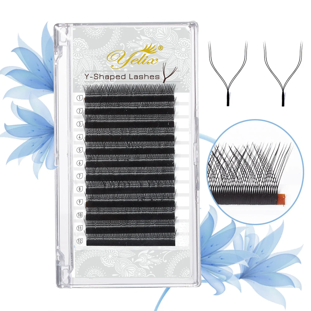 

Yelix YY Shape Eyelashes Extensions Two Tip lashes C/D Curl Hand-woven High quality wimpers individual eyelashes soft
