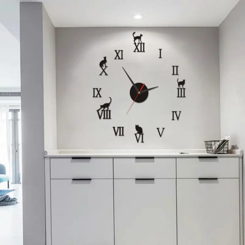 

New Home Kitchen Romantic 3D Clocks DIY Roman Number Mirror Surface Wall Clock Sticker Home Decoration Accessroeis