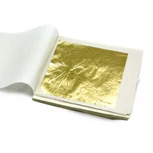 9,33 см настоящий 24 карат листочек из съедобного золота листы 1 шт инструменты для украшения торта золочение десерты золотой блеск пыль хлопья