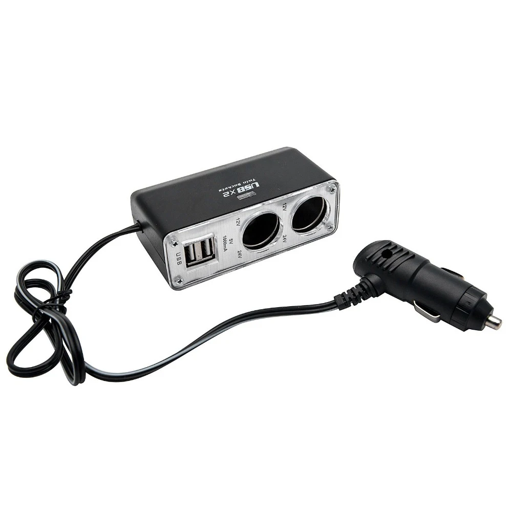 Разветвитель прикуривателя на 2 гнезда 2 USB