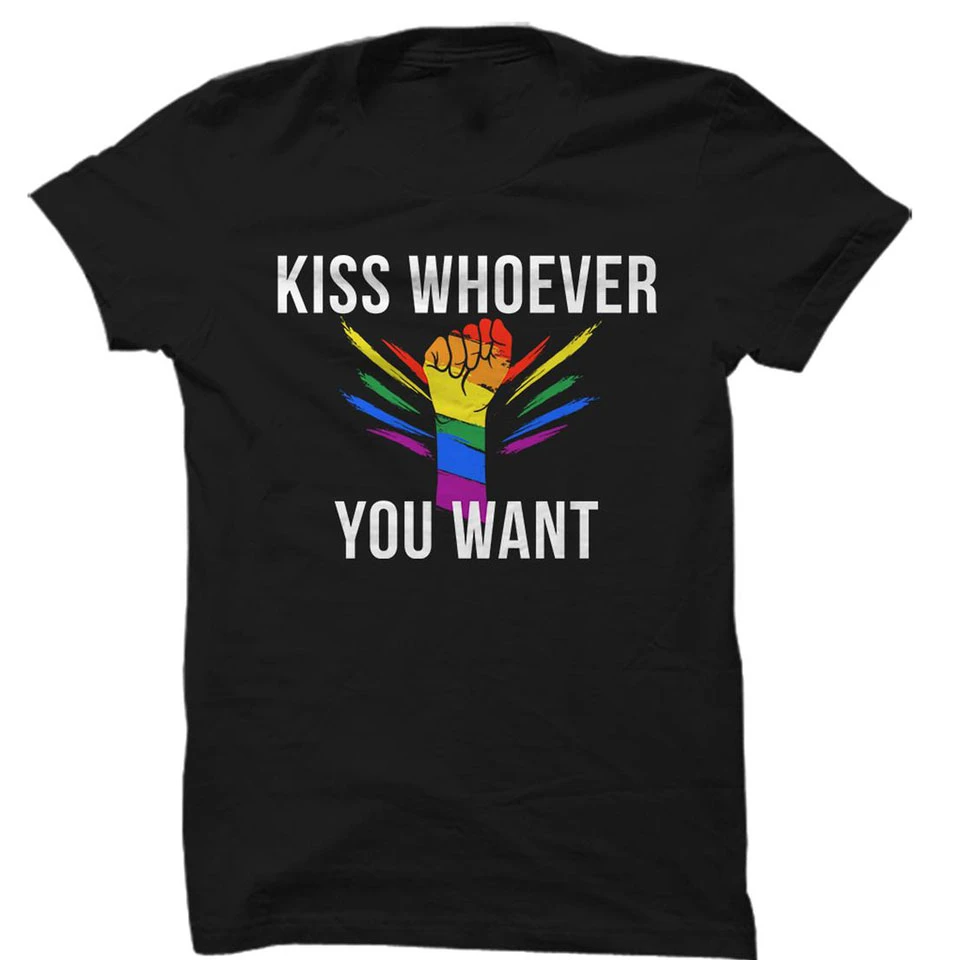 Kaus Gay Pelangi Lesbian Lgbt Katun Mencium Siapa Pun Yang Anda Inginkan Hari Kasih Sayang Huruf Dicetak Grunge Atasan Kebesaran Uniseks Wanita Pria T Shirt Aliexpress