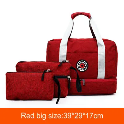 Red Спортивные Duffel дорожные сумки, набор, женская спортивная сумка для хранения, мужские сумки для фитнеса с обувью, мужская сумка для занятий йогой - Цвет: Red