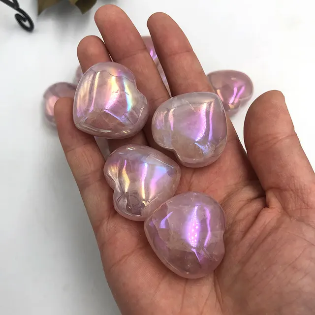 1Pc Véletlenszerű Titán Szivárvány Angyal Aura Rózsa Kvarc Kristály Szív Alakú Ajándékok Gyógyító Reiki Otthoni Dekoráció Pálmastone - Image 2