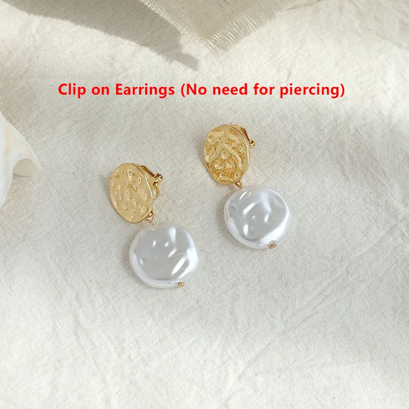 clip earrings Женские серьги в Корейском стиле, Модный свадебный с жемчугом Серьги золотистого цвета, клипсы, серьги без пирсинга, клипсы для ушей, ювелирные изделия для девочек - Окраска металла: clip earrings