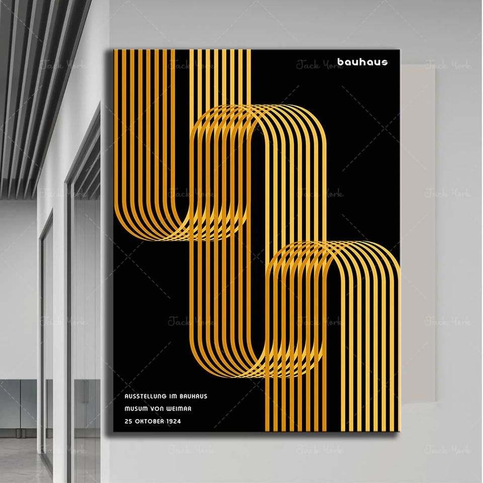 begroting manager zonde Bauhaus Tentoonstelling Gouden Lint Print Behang Voor Muren Retro Poster  Home Decor Vintage Architectuur Art|Schilderij & Schoonschrift| - AliExpress