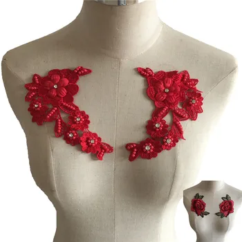 

3D flower Polyester Embroidery Venise Lace Collar ABS pearl Sewing Applique Trims Lace fabric Dresses Supplies Scrapbooking