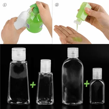 

2pcs Empty Clear Refillable Bottles Portable Travel Plastic Hand Soap Sanitizer Gel Lotion Shampoo Squeeze Bottle Container Set