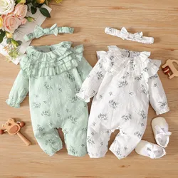 Vêtements pour bébés filles de 0 à 18 mois, barboteuse florale à volants, combinaison à manches longues pour bébés filles, à la mode 