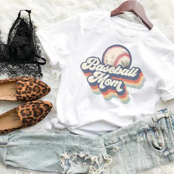Ретро бейсбол мама футболка 100% хлопок хороший подарок на день матери забавный