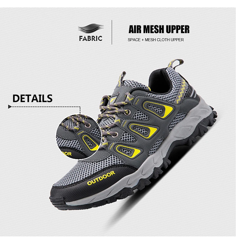 Men's Outdoor Hiking Shoes Spring Summer Air Mesh Breathable Waterproof Anti-skid Climbing Shoes Man Trekking Trail Sneakers