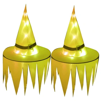 

Halloween Glowing Witch Hat LED Lights Cosplay Hanging Lights Hat Decoration, for Indoor and Outdoor Gardens, 2