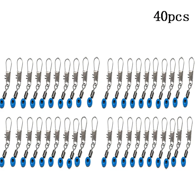 40pcs Fishing Float Rolling Swivel Supplies Tackle Tool Fishing Line To Hook Swivels Shank Clip Connector Fishing Accessories 40pcs blue