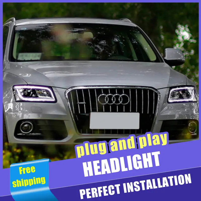 2 шт. автомобильный стиль светодиодный фары для Audi Q5 2009- для Q5 Головной фонарь светодиодный DRL Объектив двойной луч H7 HID Xenon bi xenon объектив