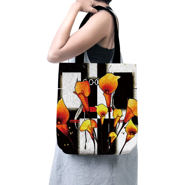 Cartoon Little Prince Women Canvas Shopper Bag with Handle Funny Eco Foldable Reusable Tote Bag Book Key Phone Shopping Bag style6