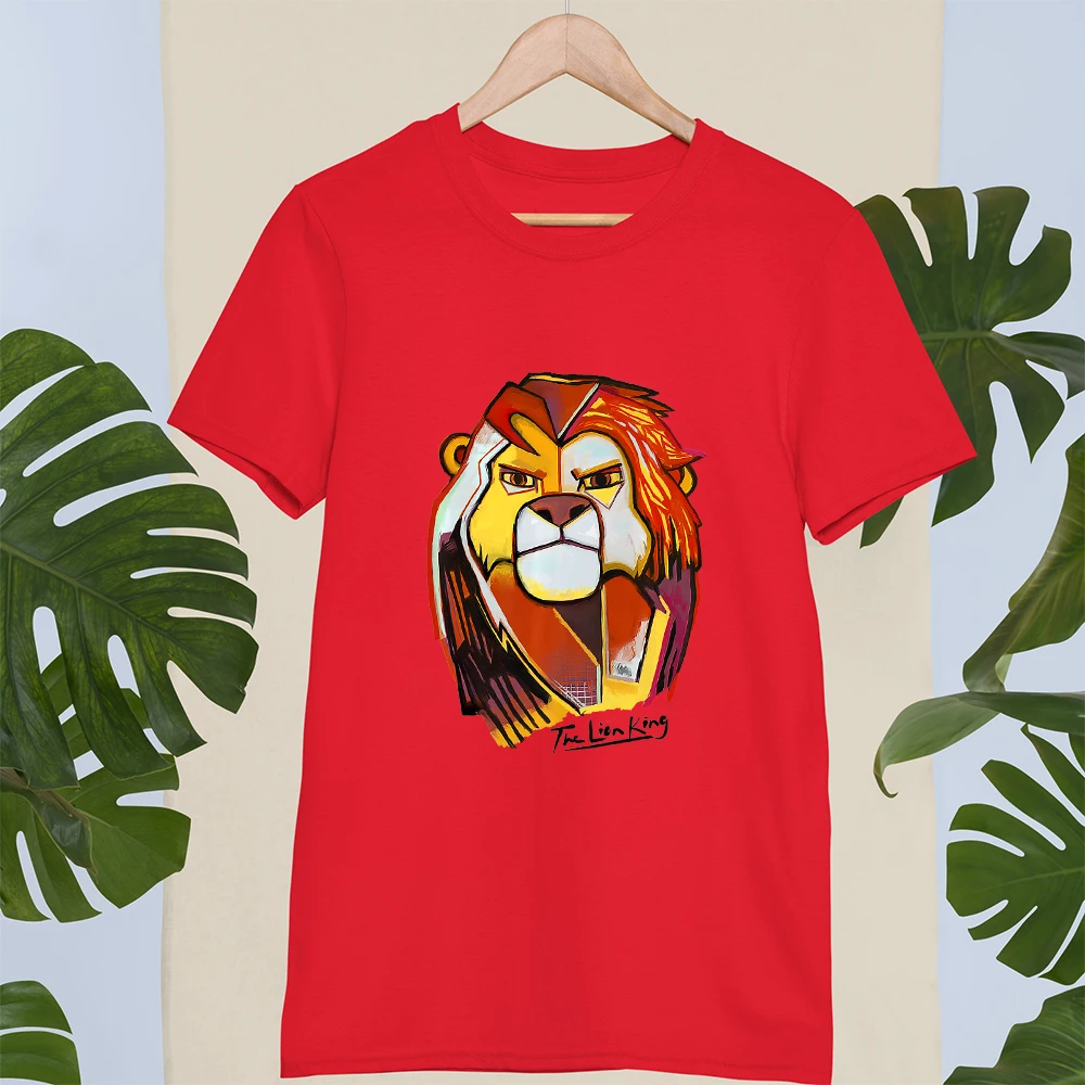 Kawaii Simba and Nala Lion King Print T shirts Female Clothing Casual Loose Unisex Tshirts Harajuku Tee Summer Women T-shirt custom t shirts