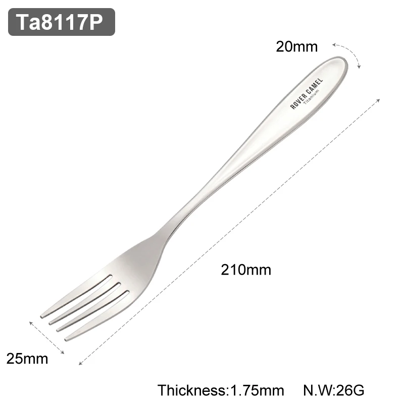 Ровер верблюд титановая полированная ложка, вилка, столовые приборы, набор облегченных обеденных вилок, ложка для дома, походов, пикника - Цвет: Ta8117P-RC